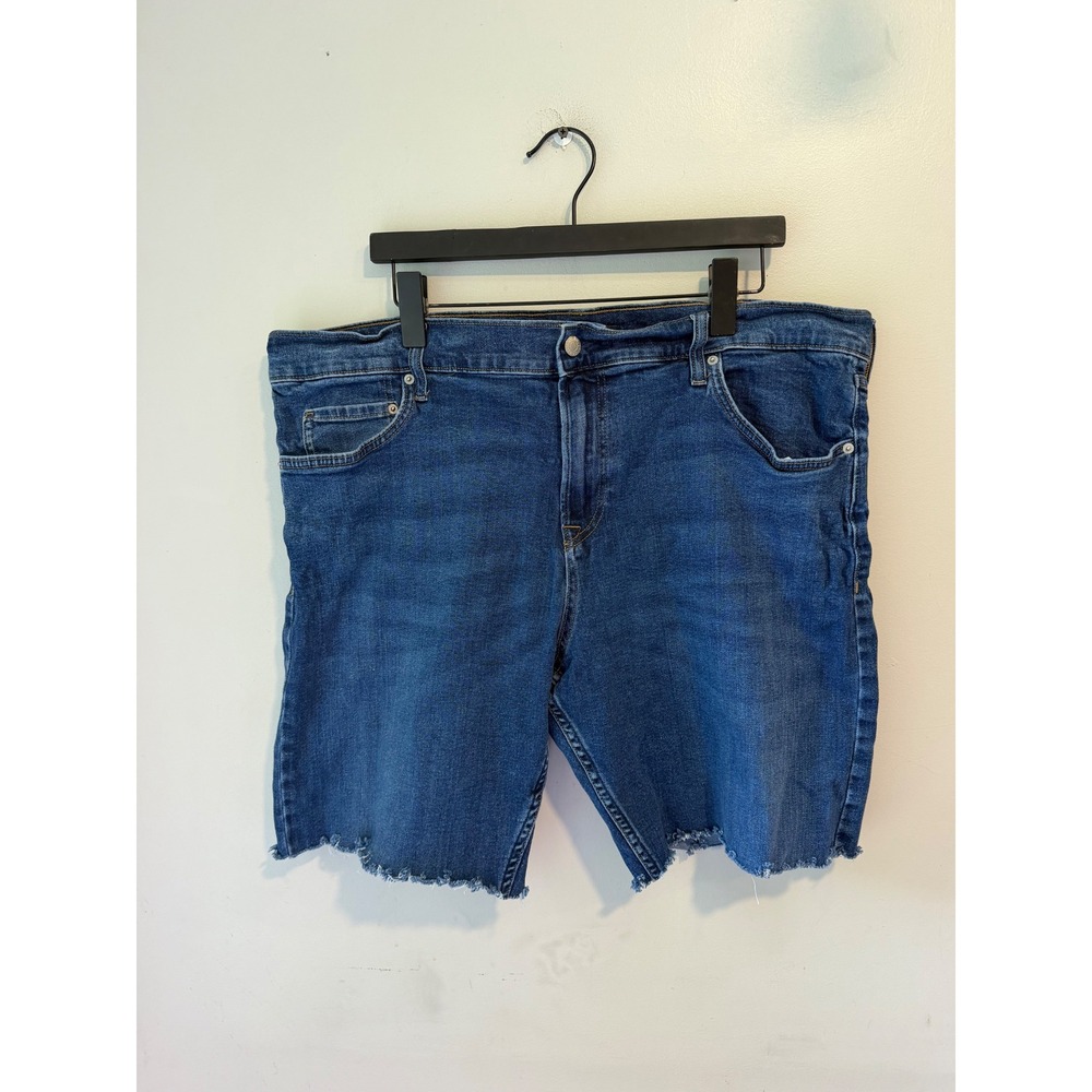 Calvin Klein Jeans Mens 40 Blue Denim Cut Off Shorts Raw Hem Medium Wash Stretch